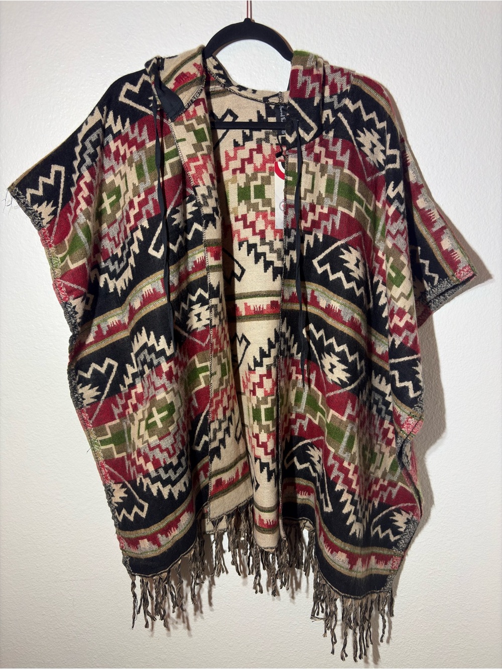Sacred Threads Southwestern-style Hooded Geometric Poncho